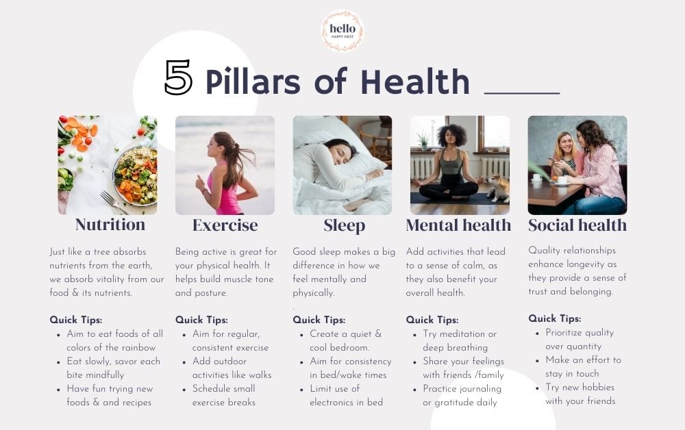 Women doing stretching 5 pillars of health template